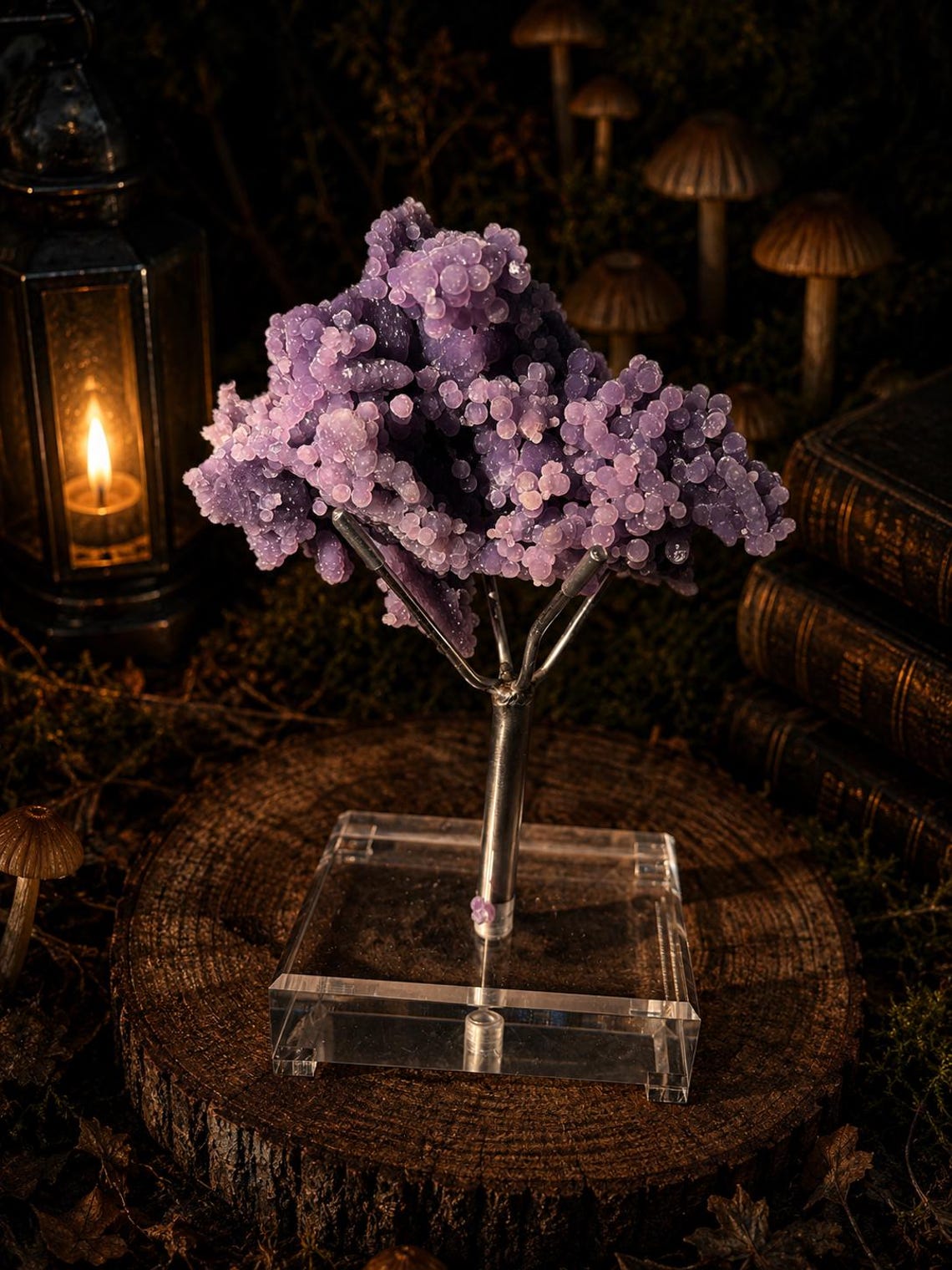 Grape Agate Cluster on Stand