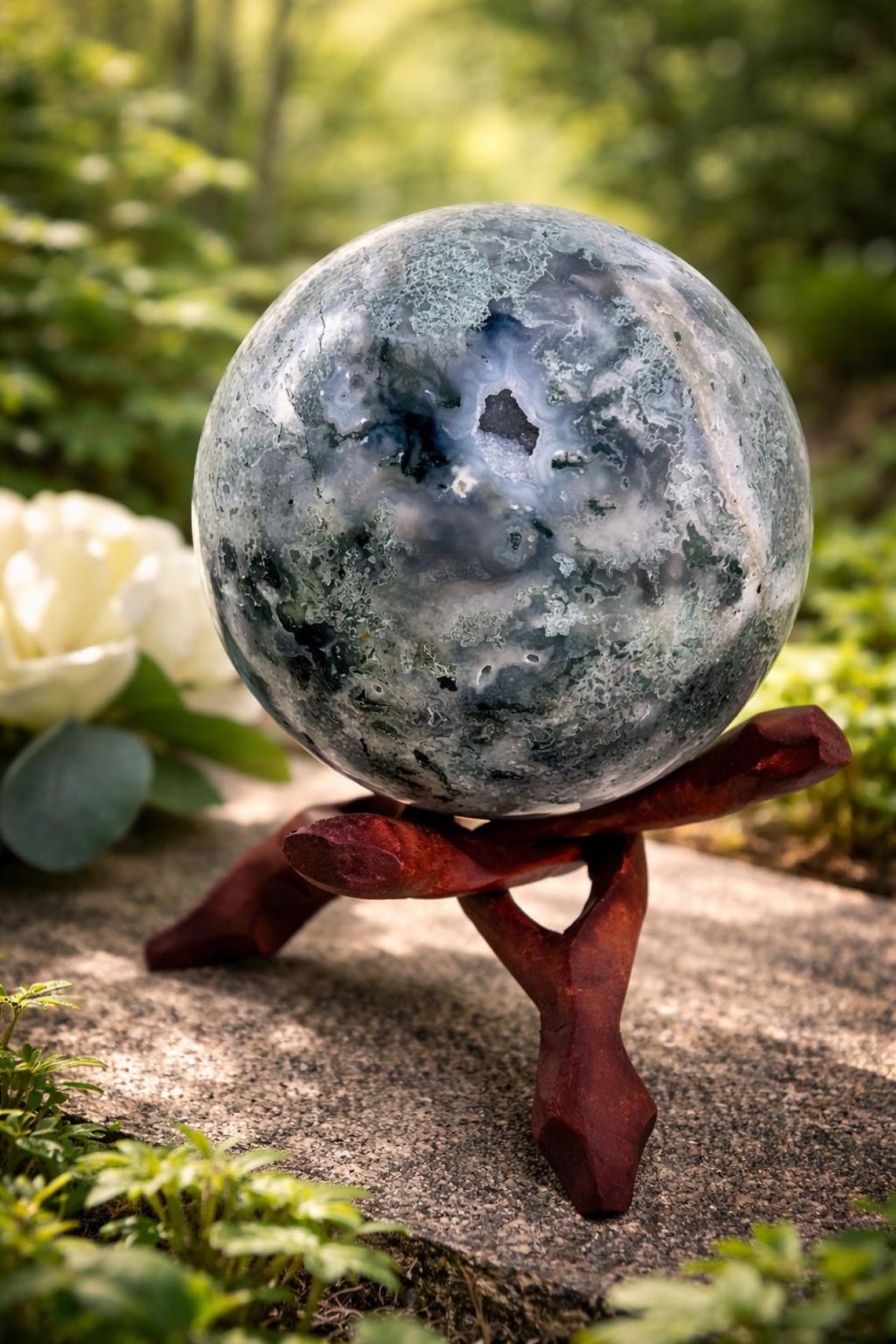 Large Moss Agate Sphere — photo 2